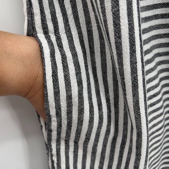 Madewell Stripe Play Button Back Linen Tunic Shift Dress Women's M - Picture 8 of 11
